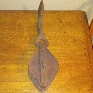 Antique Rustic Brown Pulley Wall Decor